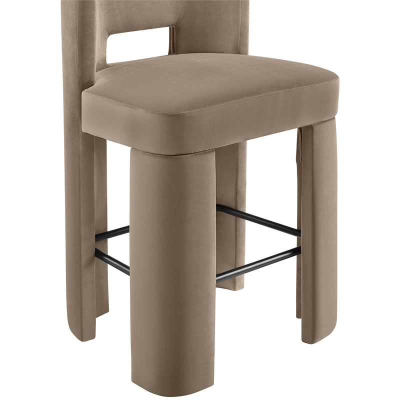Meridian Furniture Zuno Taupe Velvet Performance Fabric Bar Stool (Set of 2)