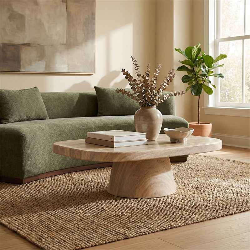 Meridian Furniture Prato Travertine Concrete Indoor/Outdoor Coffee Table