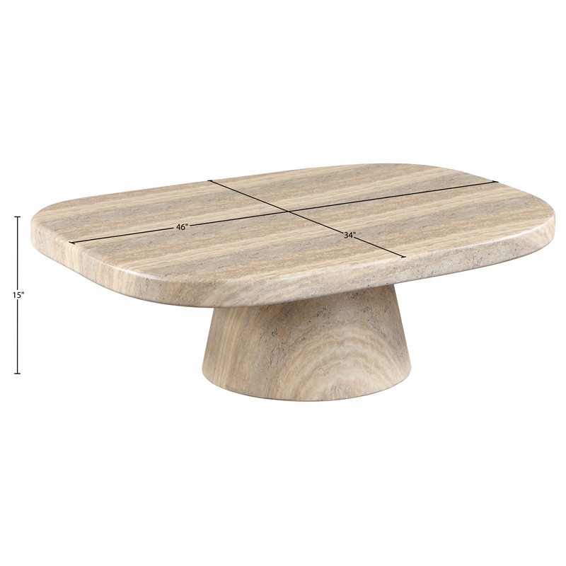 Meridian Furniture Prato Travertine Concrete Indoor/Outdoor Coffee Table