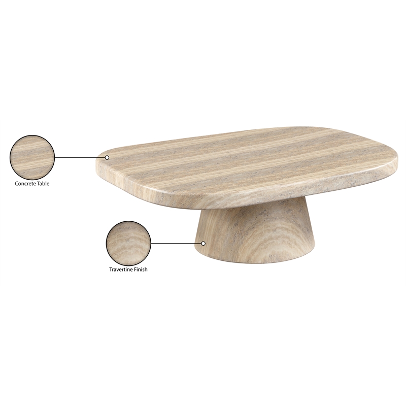 Meridian Furniture Prato Travertine Concrete Indoor/Outdoor Coffee Table