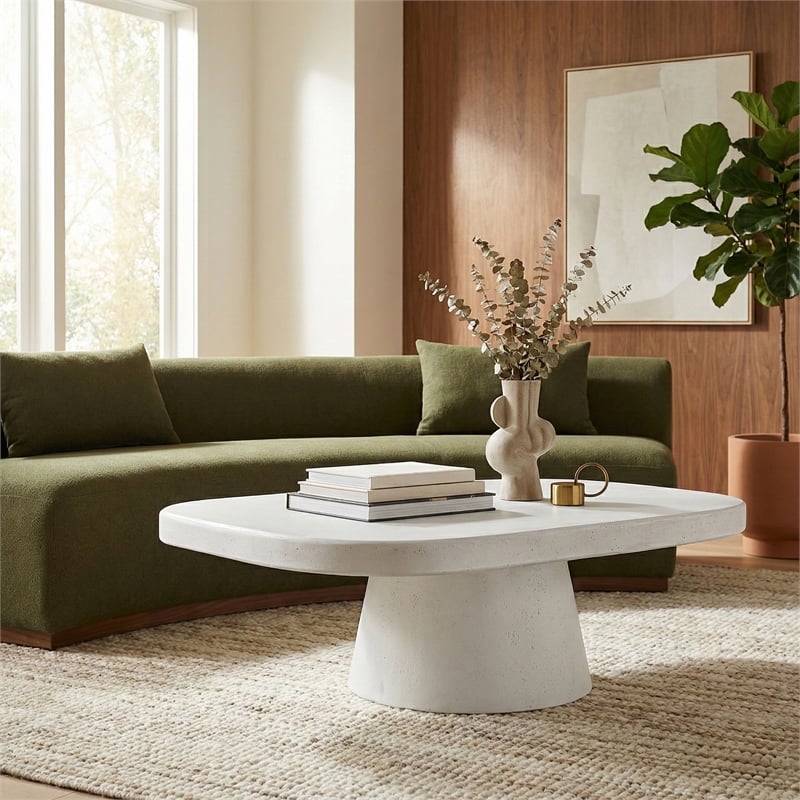 Meridian Furniture Prato White Concrete Indoor/Outdoor Coffee Table
