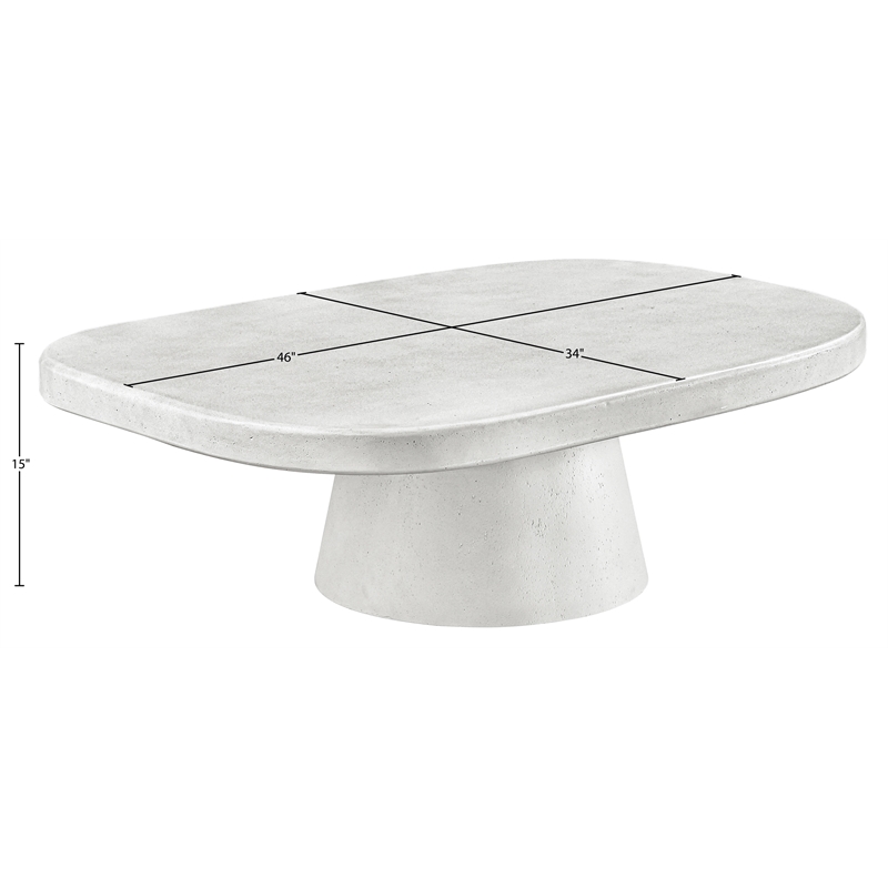 Meridian Furniture Prato White Concrete Indoor/Outdoor Coffee Table
