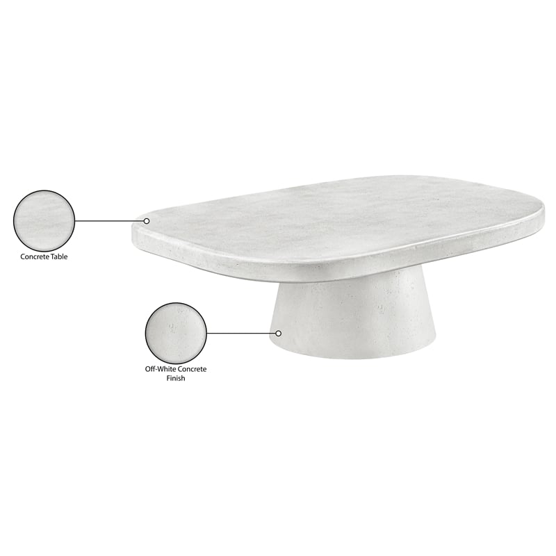Meridian Furniture Prato White Concrete Indoor/Outdoor Coffee Table