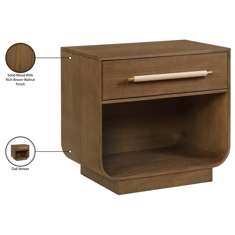 Meridian Furniture Sorell Brown Solid Wood Night Stand