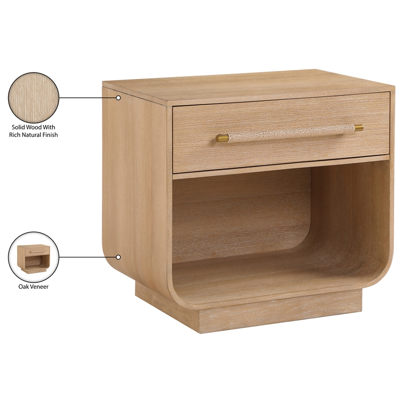 Meridian Furniture Sorell Natural Solid Wood Night Stand
