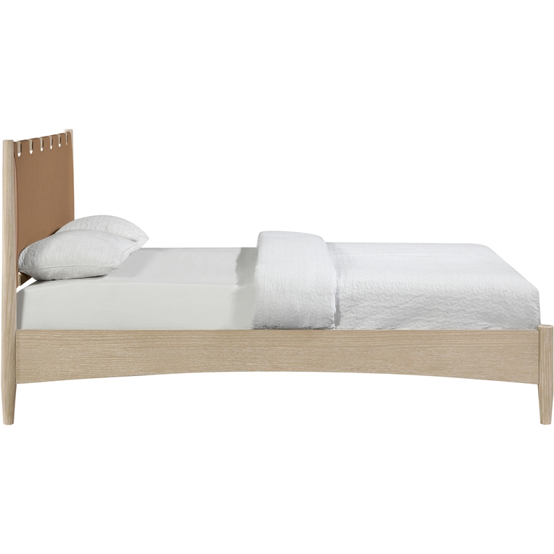 Meridian Furniture Santos Brown Vegan Leather Headboard And Wood Full Bed