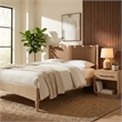 Meridian Furniture Santos Brown Vegan Leather Headboard And Wood King Bed