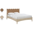 Meridian Furniture Santos Brown Vegan Leather Headboard And Wood Queen Bed