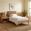 Meridian Furniture Santos Brown Vegan Leather Headboard And Wood Twin Bed