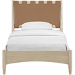 Meridian Furniture Santos Brown Vegan Leather Headboard And Wood Twin Bed