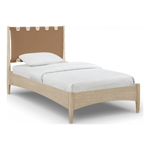 Meridian Furniture Santos Brown Vegan Leather Headboard And Wood Twin Bed