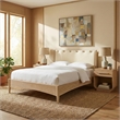 Meridian Furniture Santos Cream Vegan Leather Headboard And Wood King Bed