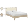 Meridian Furniture Santos Cream Vegan Leather Headboard And Wood King Bed