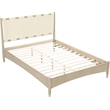Meridian Furniture Santos Cream Vegan Leather Headboard And Wood Queen Bed
