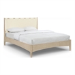 Meridian Furniture Santos Cream Vegan Leather Headboard And Wood Queen Bed