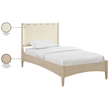 Meridian Furniture Santos Cream Vegan Leather Headboard And Wood Twin Bed
