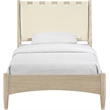 Meridian Furniture Santos Cream Vegan Leather Headboard And Wood Twin Bed