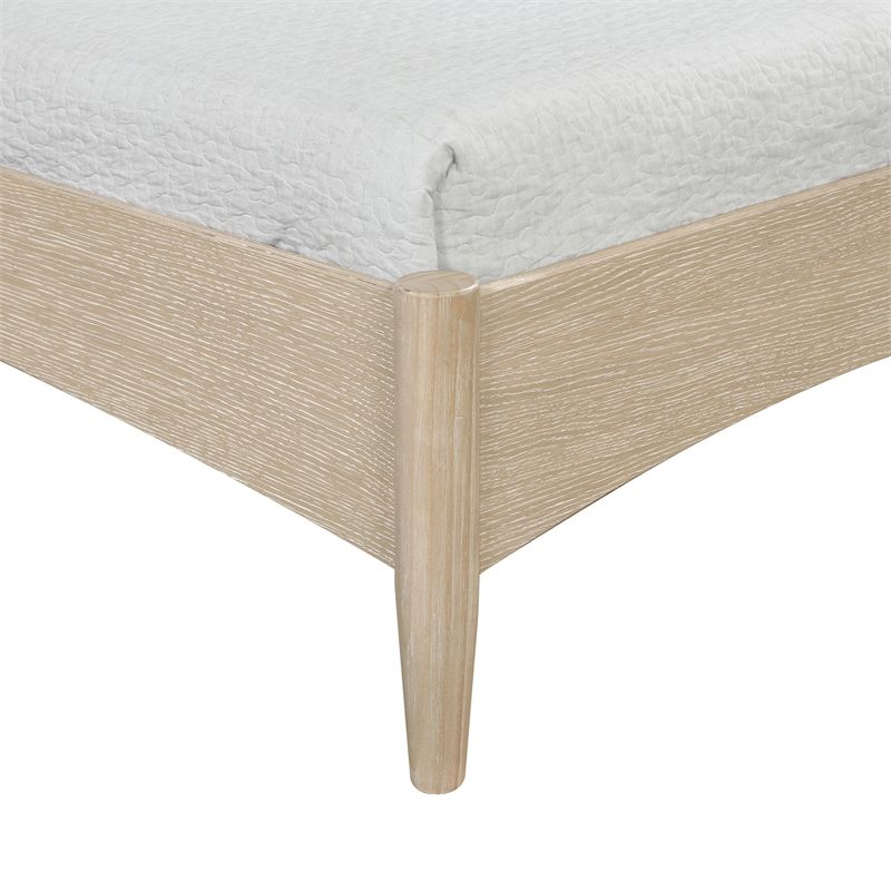 Meridian Furniture Santos Cream Vegan Leather Headboard And Wood Twin Bed