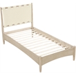 Meridian Furniture Santos Cream Vegan Leather Headboard And Wood Twin Bed