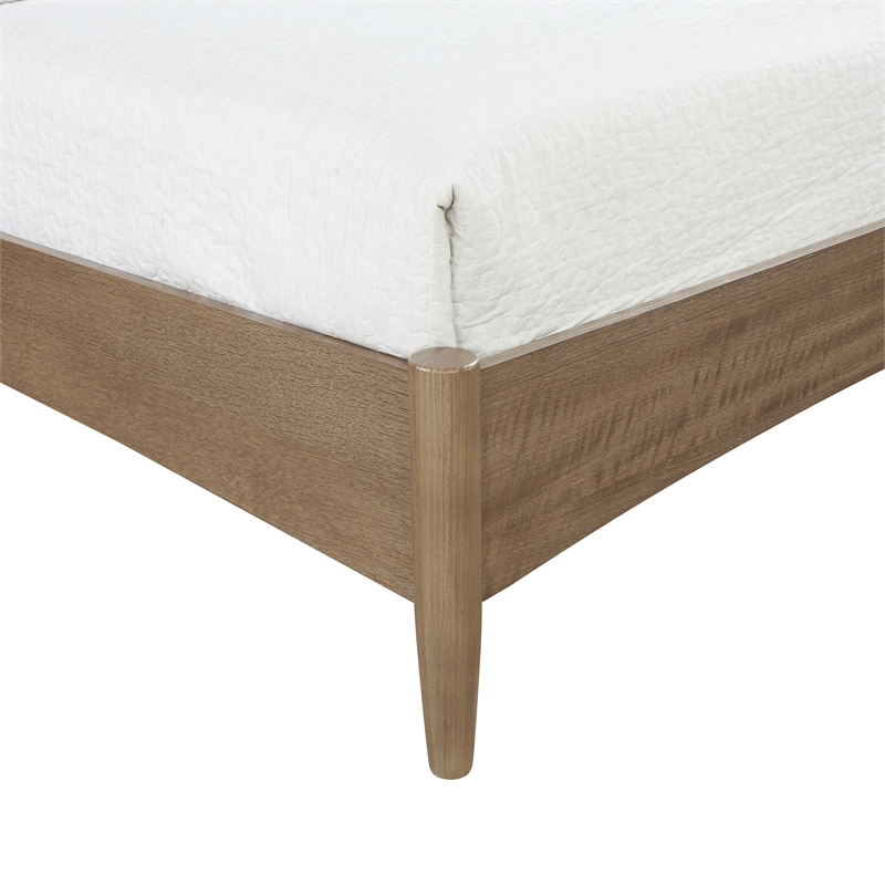 Meridian Furniture Santos Beige Vegan Leather Headboard And Wood Full Bed