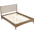 Meridian Furniture Santos Beige Vegan Leather Headboard And Wood Full Bed