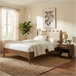 Meridian Furniture Santos Beige Vegan Leather Headboard And Wood Queen Bed