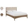 Meridian Furniture Santos Beige Vegan Leather Headboard And Wood Queen Bed