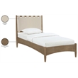 Meridian Furniture Santos Beige Vegan Leather Headboard And Wood Twin Bed