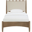 Meridian Furniture Santos Beige Vegan Leather Headboard And Wood Twin Bed