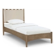 Meridian Furniture Santos Beige Vegan Leather Headboard And Wood Twin Bed