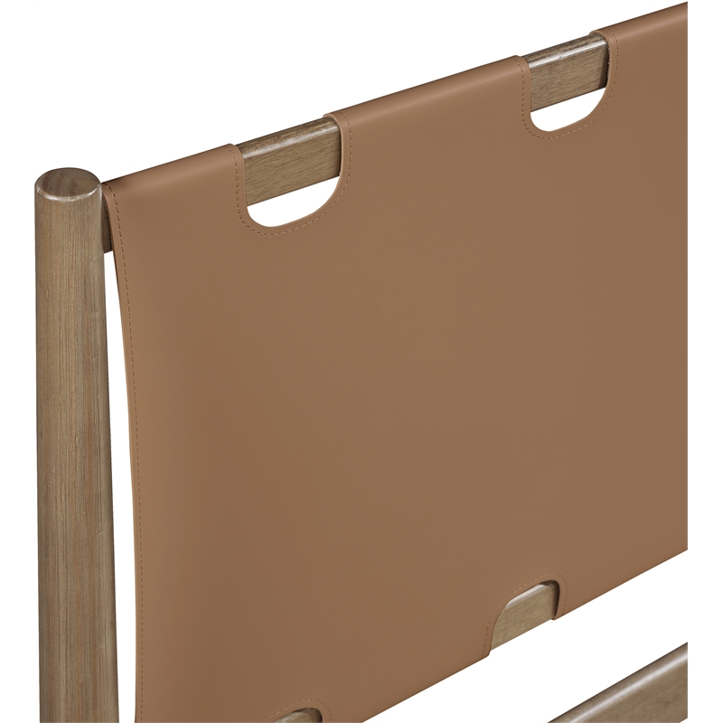 Meridian Furniture Santos Brown Vegan Leather Headboard And Wood King Bed
