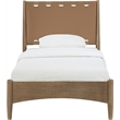 Meridian Furniture Santos Brown Vegan Leather Headboard And Wood Twin Bed