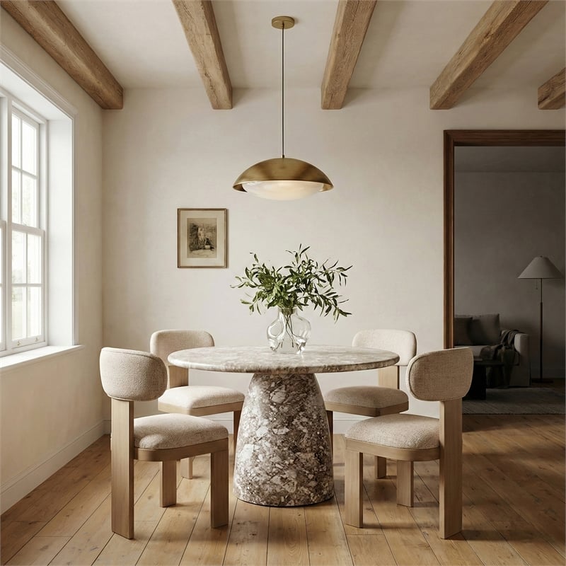 Meridian Furniture Timbra Beige Linen Textured Fabric Dining Chair (Set of 2)