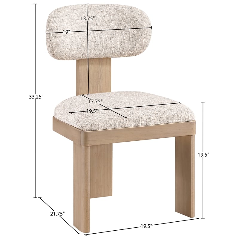Meridian Furniture Timbra Beige Linen Textured Fabric Dining Chair (Set of 2)