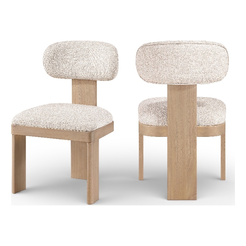 Meridian Furniture Timbra Beige Linen Textured Fabric Dining Chair (Set of 2)