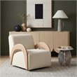 Meridian Furniture Neria Cream Chenille Fabric Upholstered Swivel Accent Chair
