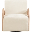 Meridian Furniture Neria Cream Chenille Fabric Upholstered Swivel Accent Chair