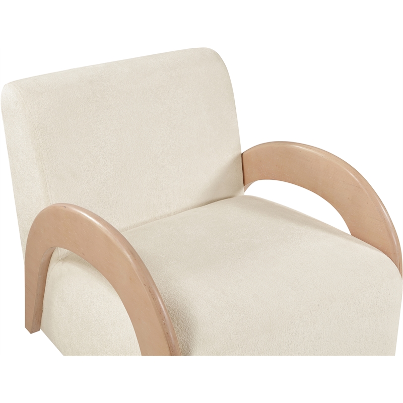 Meridian Furniture Neria Cream Chenille Fabric Upholstered Swivel Accent Chair