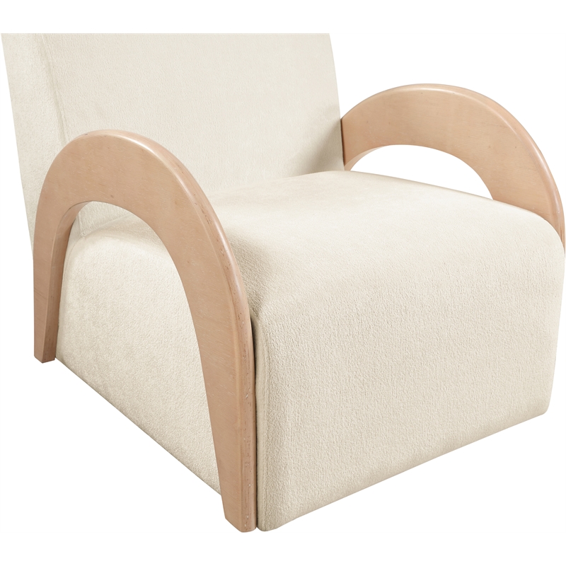 Meridian Furniture Neria Cream Chenille Fabric Upholstered Swivel Accent Chair