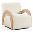 Meridian Furniture Neria Cream Chenille Fabric Upholstered Swivel Accent Chair