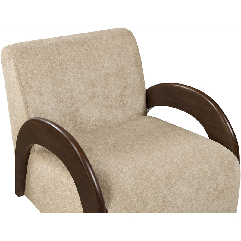 Meridian Furniture Neria Beige Chenille Fabric Upholstered Swivel Accent Chair