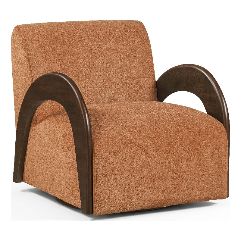 Meridian Furniture Neria Cognac Chenille Fabric Upholstered Swivel Accent Chair