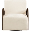 Meridian Furniture Neria Cream Chenille Fabric Upholstered Swivel Accent Chair