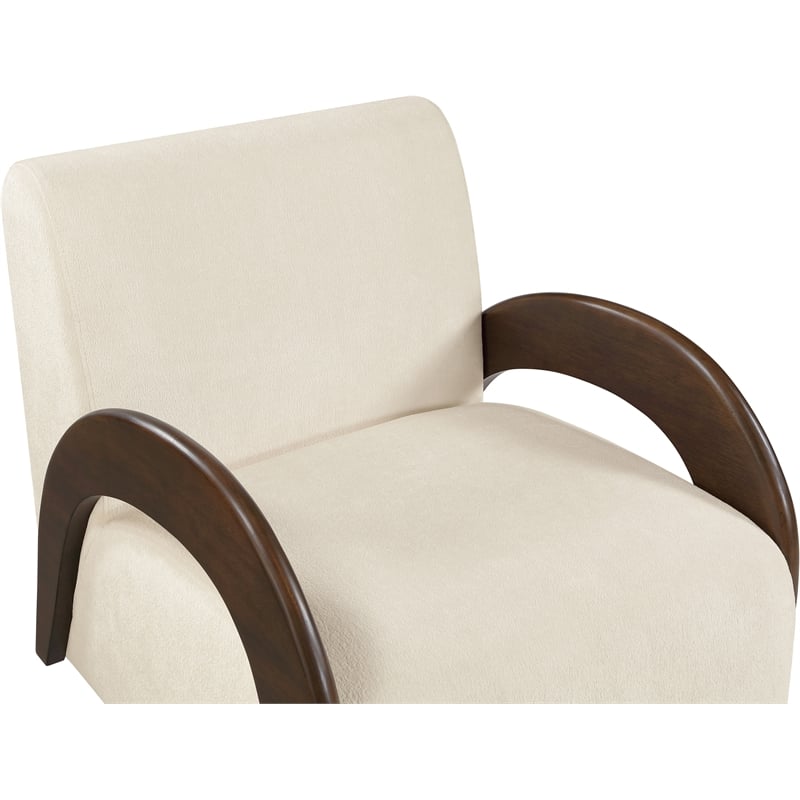 Meridian Furniture Neria Cream Chenille Fabric Upholstered Swivel Accent Chair