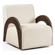 Meridian Furniture Neria Cream Chenille Fabric Upholstered Swivel Accent Chair