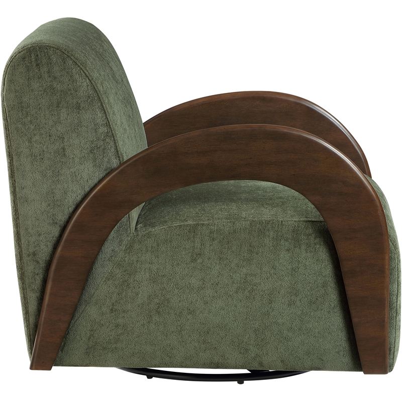 Meridian Furniture Neria Green Chenille Fabric Upholstered Swivel Accent Chair