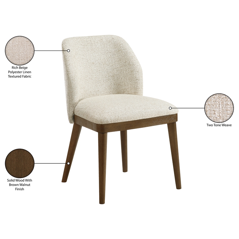 Meridian Furniture Valeo Beige Linen Textured Fabric Dining Chair (Set of 2)