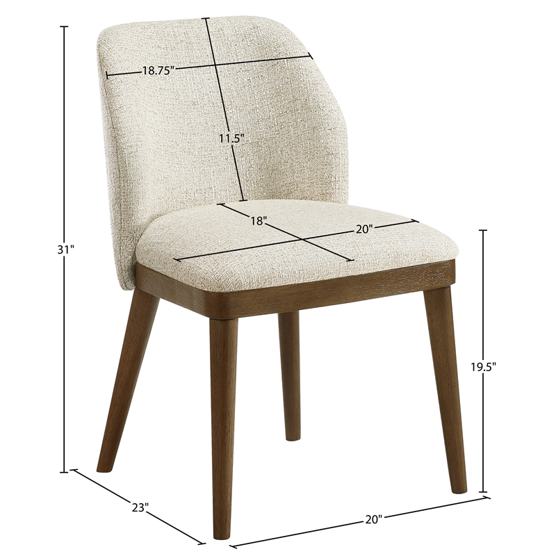 Meridian Furniture Valeo Beige Linen Textured Fabric Dining Chair (Set of 2)