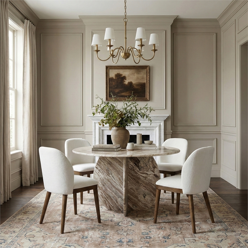 Meridian Furniture Valeo Cream Linen Textured Fabric Dining Chair (Set of 2)