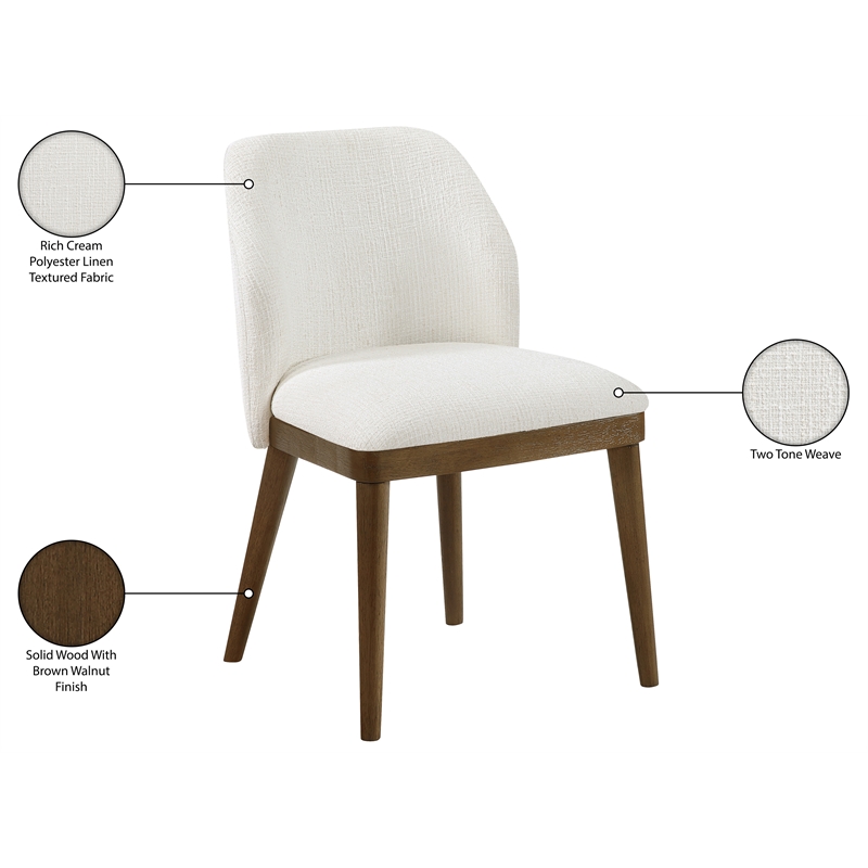 Meridian Furniture Valeo Cream Linen Textured Fabric Dining Chair (Set of 2)
